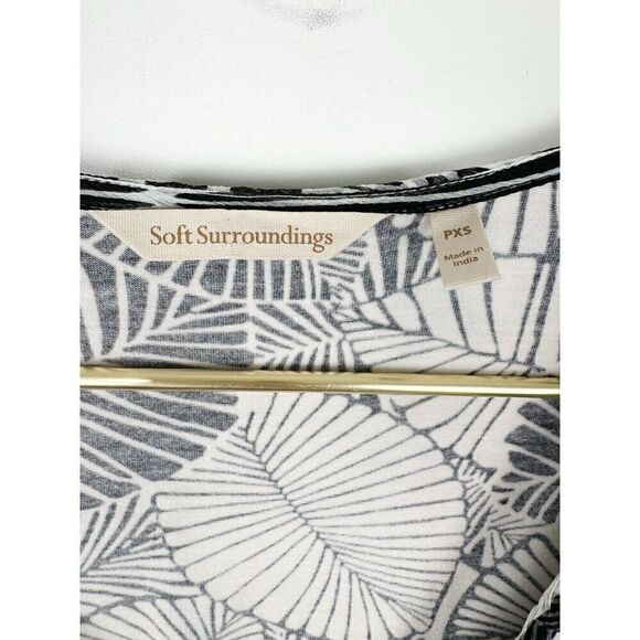 Soft Surroundings Black & White Print Maxi Knit w/ Crepe Overlay Dress, Size PXS - Picture 2 of 5